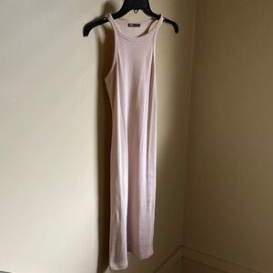 Zara spring ribbed Racerback hourglass Soft nude beige cream Dress S bodycon 2/4